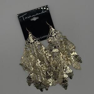 Taramanda Gold Filigree Statement Chandelier Earrings – Boho Festival Dangle NWT